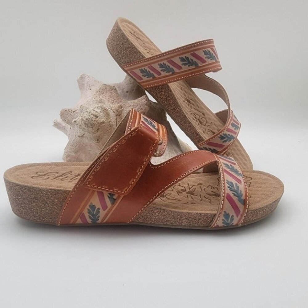 Elite by Corky's "Echo" Slip On Leather Sandal Amber Size 10 - Picture 2 of 5